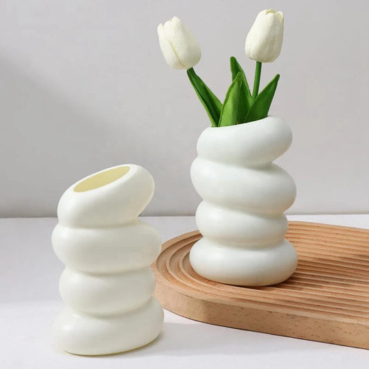 Cyrille Spiral Hydroponic White Vase